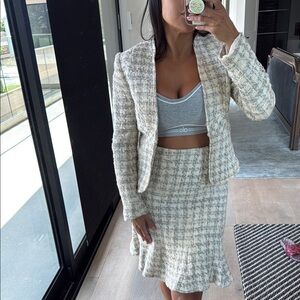 Elegant Cream Tweed skirt set